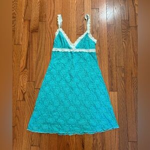 Hanky Panky Teal Lace Lingerie Nightie Vintage 90s Y2K